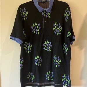 Carlyle -‎ 100% cotton, black triangle print polo shirt